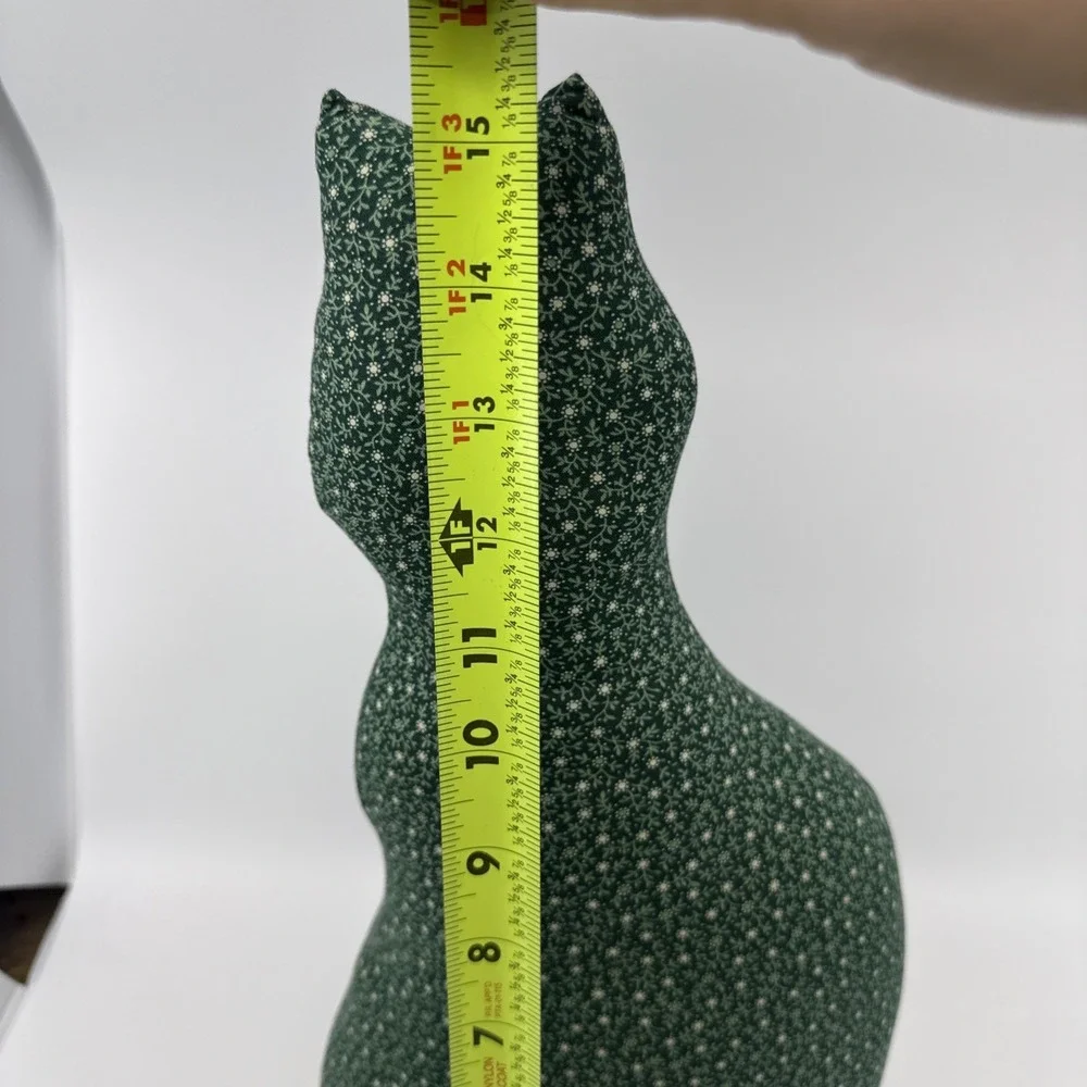 Green Cat‎ Sitting Fabric Door Stopper Flowers 15